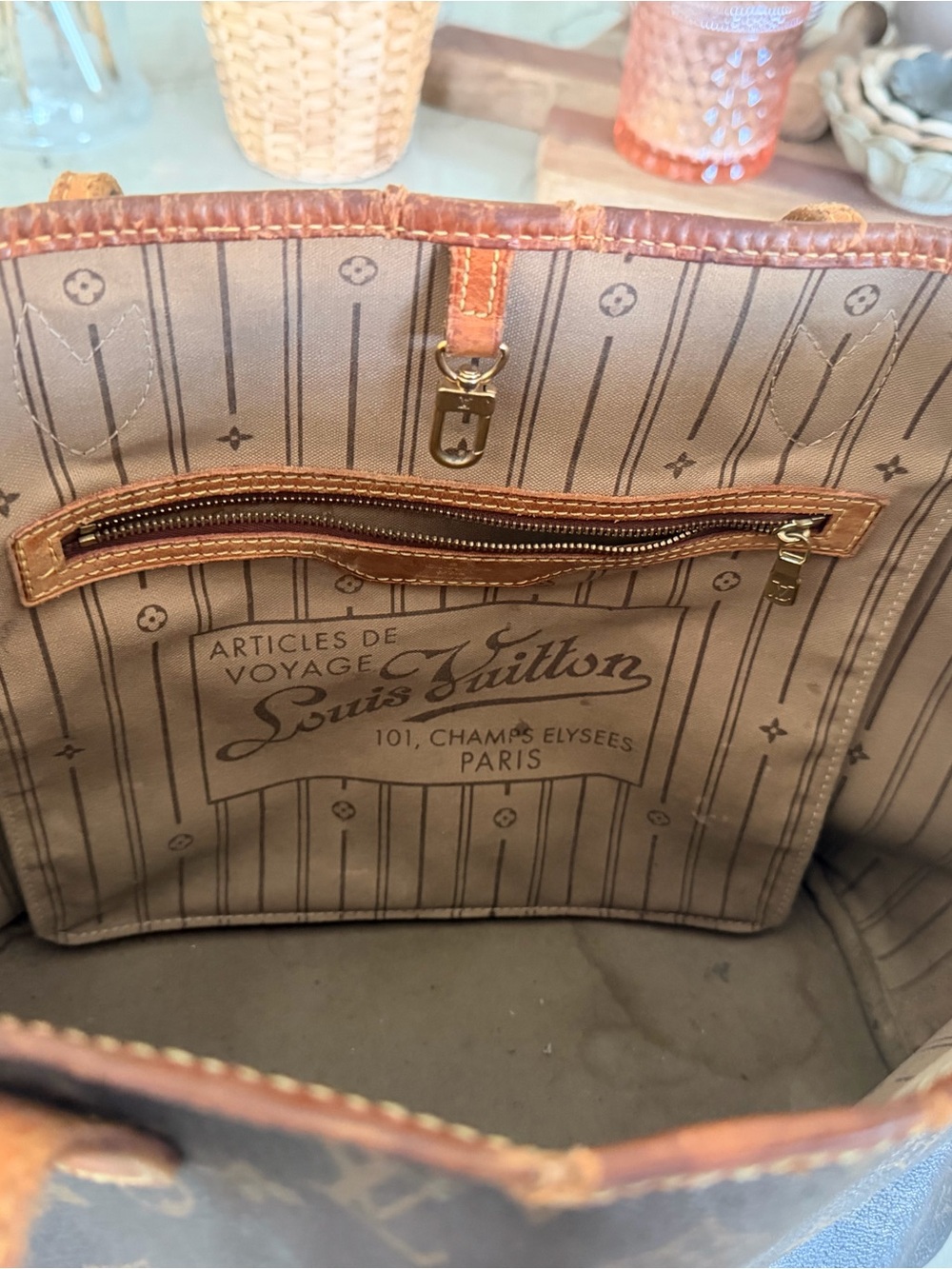 Louis Vuitton Brown Monogram Canvas Tote with Vachetta Trim - Picture 7 of 9